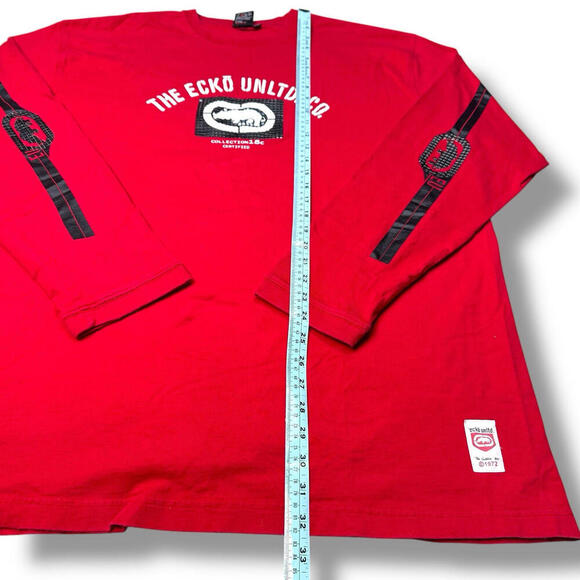 VTG Ecko Unltd Long Sleeve Graphic T-Shirt Red XXL - Picture 10 of 10